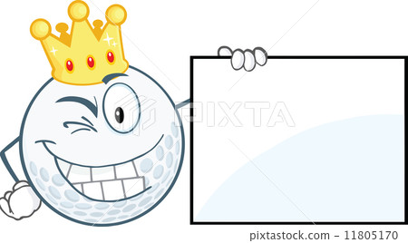 Winking Golf Ball With Gold Crown Showing A Sign 11805170