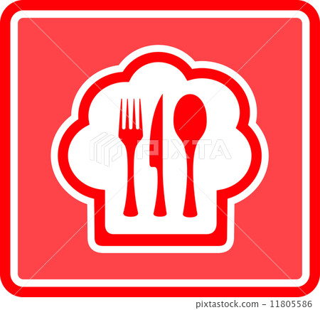 restaurant icon on red background 11805586
