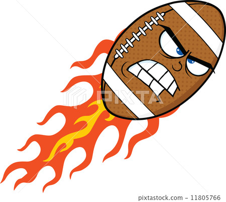 Angry Flaming American Football Ball Cartoon Character 11805766