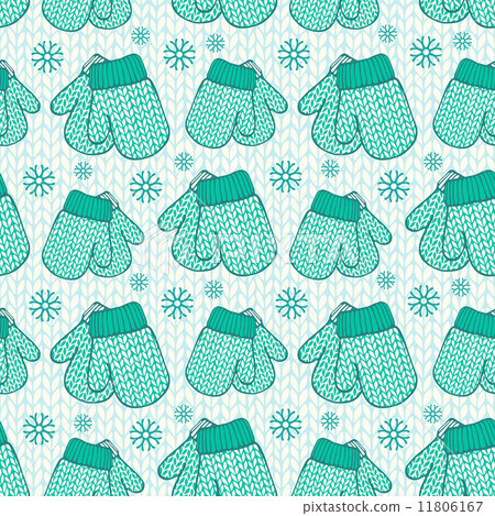 Seamless pattern with colorful stylized mittens - Stock Illustration ...