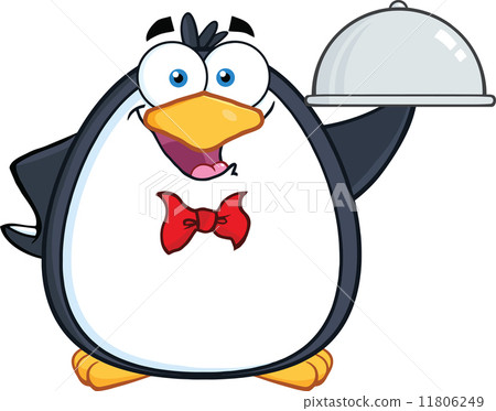 Waiter Penguin Serving Food On A Platter 11806249
