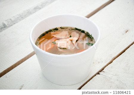 fish soup with salmon in bowl 11806421
