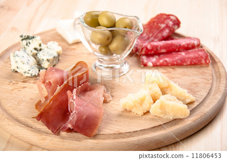 Italian antipasto with ham, olive, cheese, and salami Italian antipasto with ham, olive, cheese, and salami 11806453