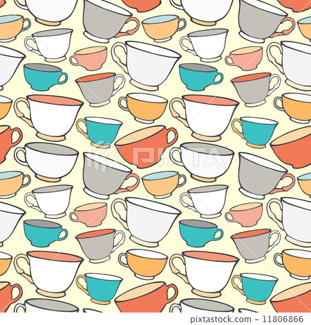 Seamless pattern with decorative cups - Stock Illustration [11806866 ...