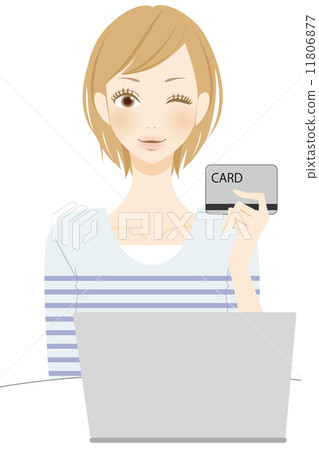 A smiling woman with a PC operation card A smiling woman with a PC operation card 11806877