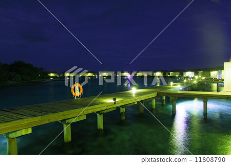 Night view of water cottage 11808790