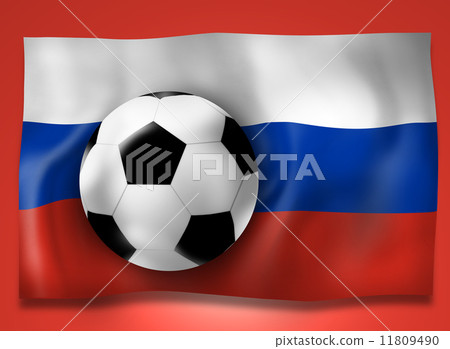 Russian Flag and Football Soccer Ball with effect shadow 11809490