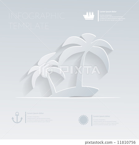 Island with palm trees. Theme holidays. Template infographic or website layout. 11810756