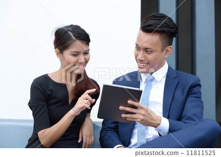 Young successful mixed race corporate executive informal meeting outdoor Young successful mixed race corporate executive informal meeting outdoor 11811525