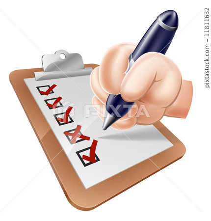 Cartoon hand completing survey 11811632