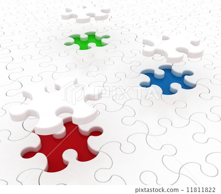 White puzzle on colored background White puzzle on colored background 11811822