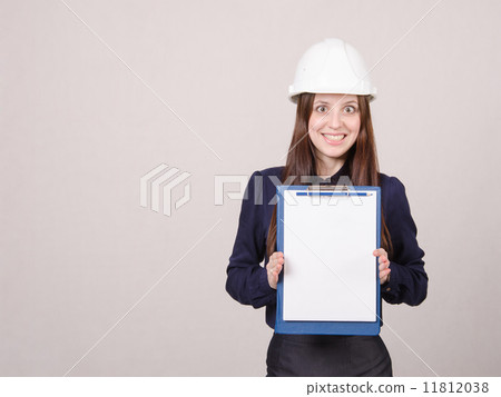 Girl a helmet in shock from inscription on sheet folder Girl a helmet in shock from inscription on sheet folder 11812038