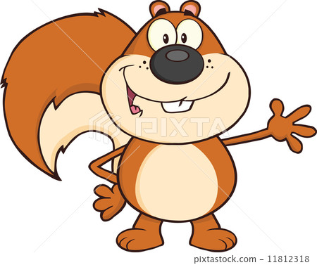 Smiling Squirrel Cartoon Character Waving - Stock Illustration [11812318] -  PIXTA