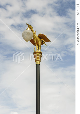 Golden swan lamp on street 11818271