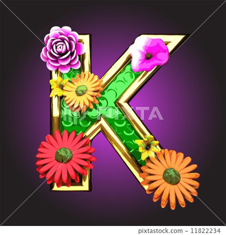 Vector green figure with flowers 11822234