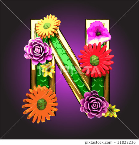 Vector green figure with flowers 11822236