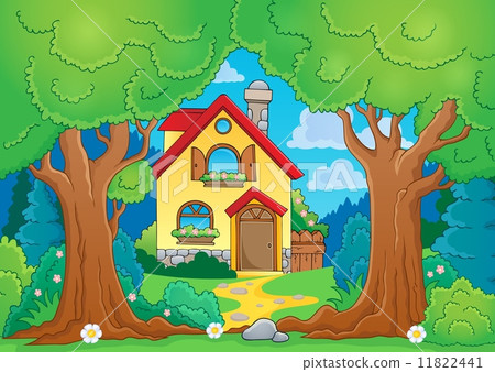 Tree theme with house Tree theme with house 11822441