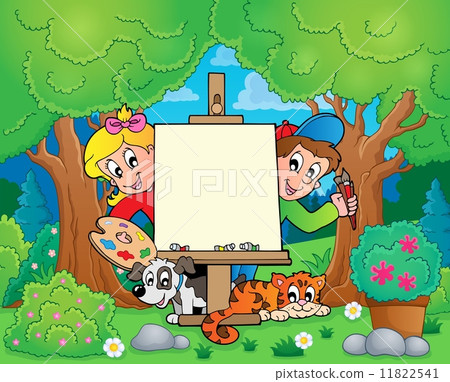 Tree theme with painting children Tree theme with painting children 11822541