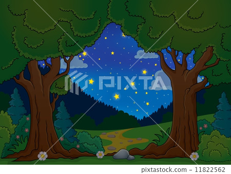 Evening tree theme 1 - Stock Illustration [11822562] - PIXTA