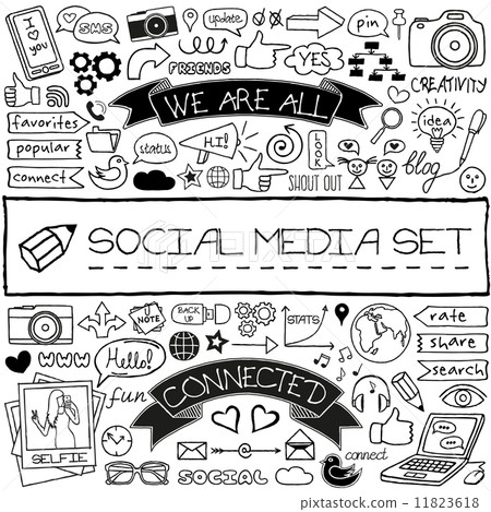 Doodle social media icons set. Doodle social media icons set. 11823618