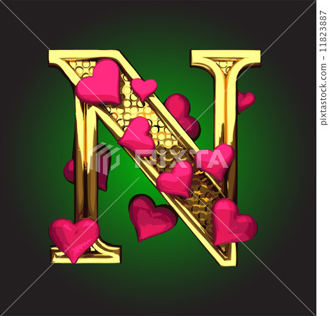 Vector golden figure with hearts Vector golden figure with hearts 11823887