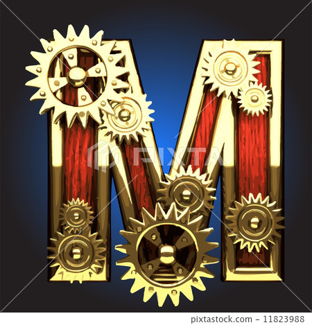 Vector wooden figure with gears 11823988