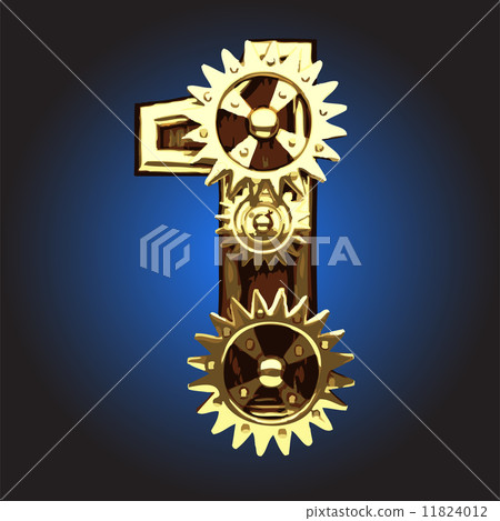 Vector wooden figure with gears Vector wooden figure with gears 11824012