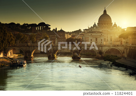 view on Tiber and St Peter Basilica in Vatican 11824401