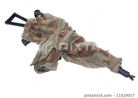 camouflaged kalashnikov AK with sniper scope isolated on a white background camouflaged kalashnikov AK with sniper scope isolated on a white background 11829057