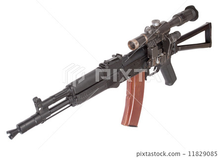 Kalashnikov AK with optical sight on white Kalashnikov AK with optical sight on white 11829085