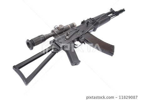 Kalashnikov AK with optical sight on white 11829087