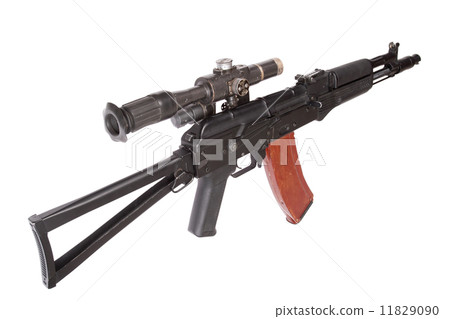 Kalashnikov AK with optical sight on white Kalashnikov AK with optical sight on white 11829090