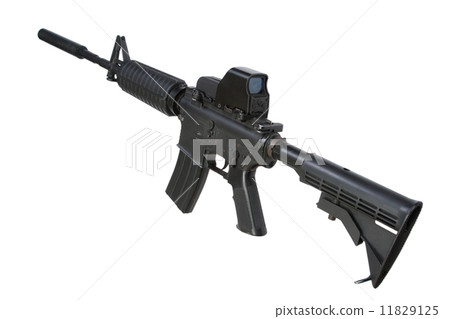 M4 carbine with silencer isolated on a white background 11829125