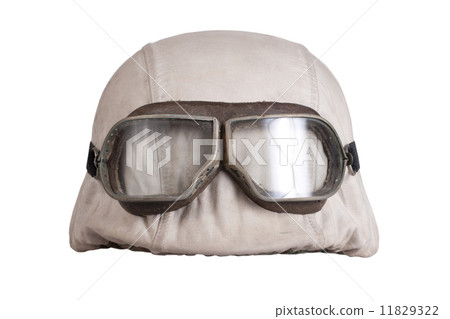 camouflaged nazi german helmet with protective goggles 11829322