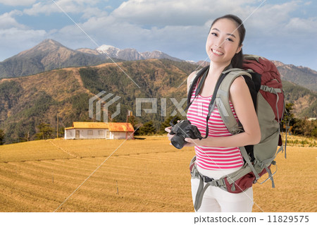 backpacker with camera backpacker with camera 11829575