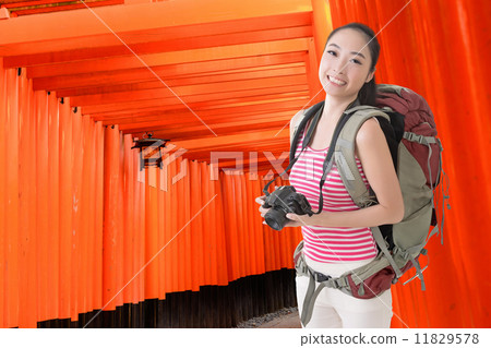 backpacker with camera backpacker with camera 11829578