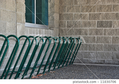 Empty metal industrial blue bike rack 11830706