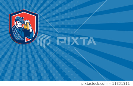 Business card Scotsman Beer Drinker Mug Shield Retro 11831511