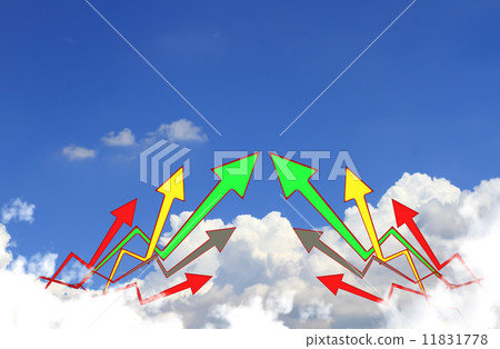 graph show different direction by high move to the sky 11831778