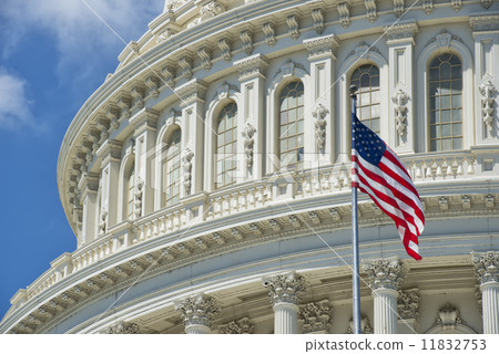 Washington DC Capital detail with american flag 11832753