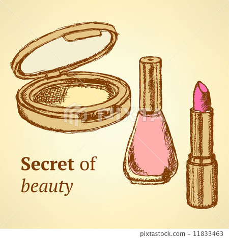 Sketch beauty equipment in vintage style 11833463