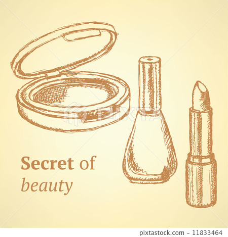 Sketch beauty equipment in vintage style 11833464