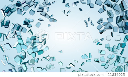 Shattered or smashed pieces of blue glass 11834025