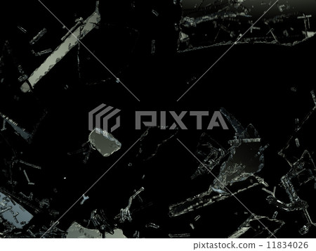 Shattered glass sharp pieces on black 11834026