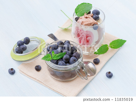 Fruit ice cream with ripe blueberries 11835019