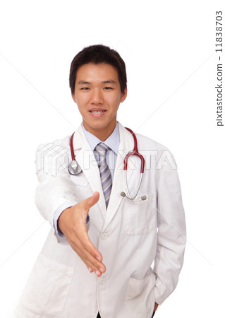 smiling young doctor giving hand for handshaking smiling young doctor giving hand for handshaking 11838703