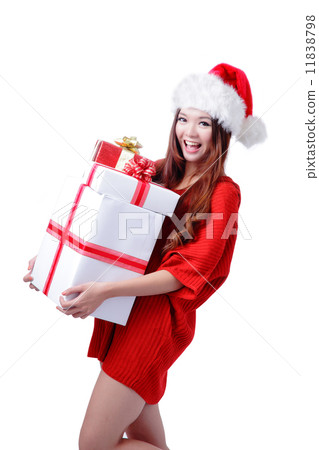 Christmas Girl Smile Holding Gift Box 11838798