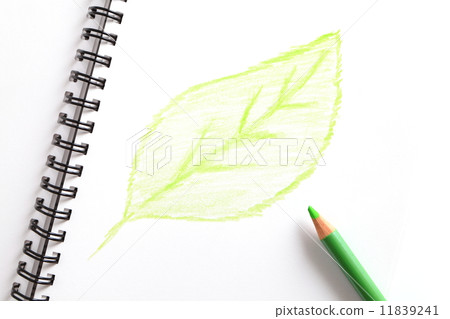 notebook (with green leaf ) and green pencil notebook (with green leaf ) and green pencil 11839241