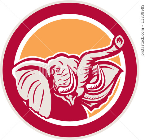 Elephant Head Tusk Circle Retro 11839985