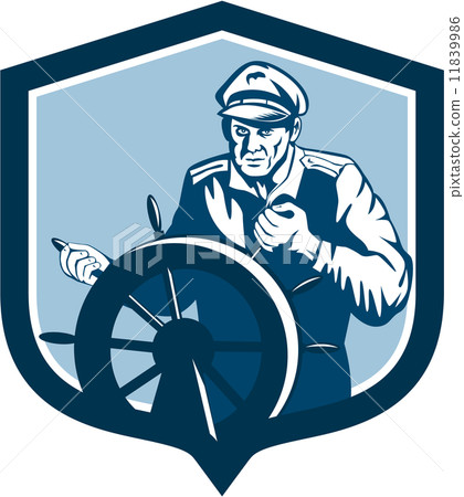 Fisherman Sea Captain Shield Retro 11839986